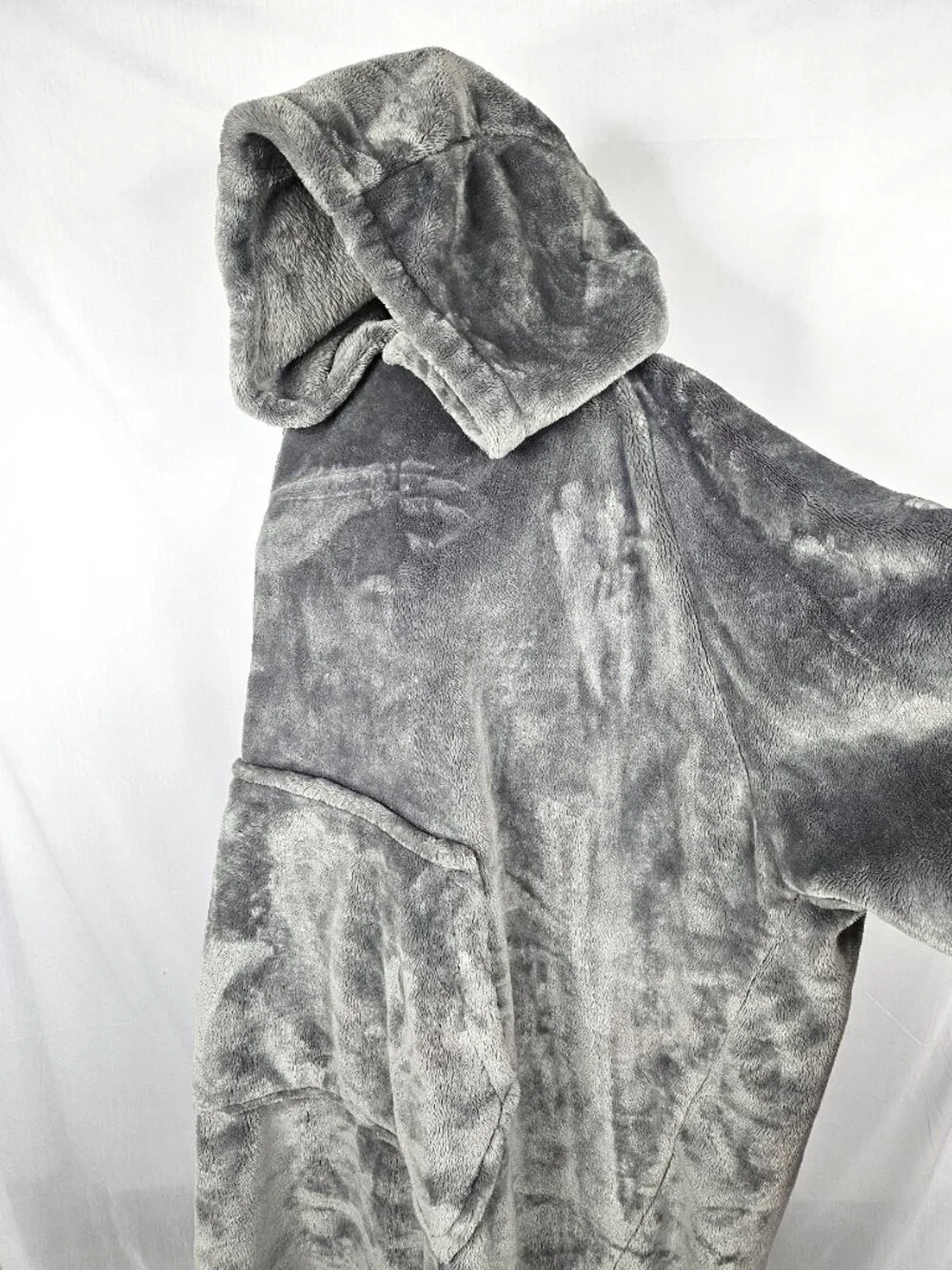 Oversized Hooded Wearable Blanket | Plush Gray Blanket Hoodie | One Size